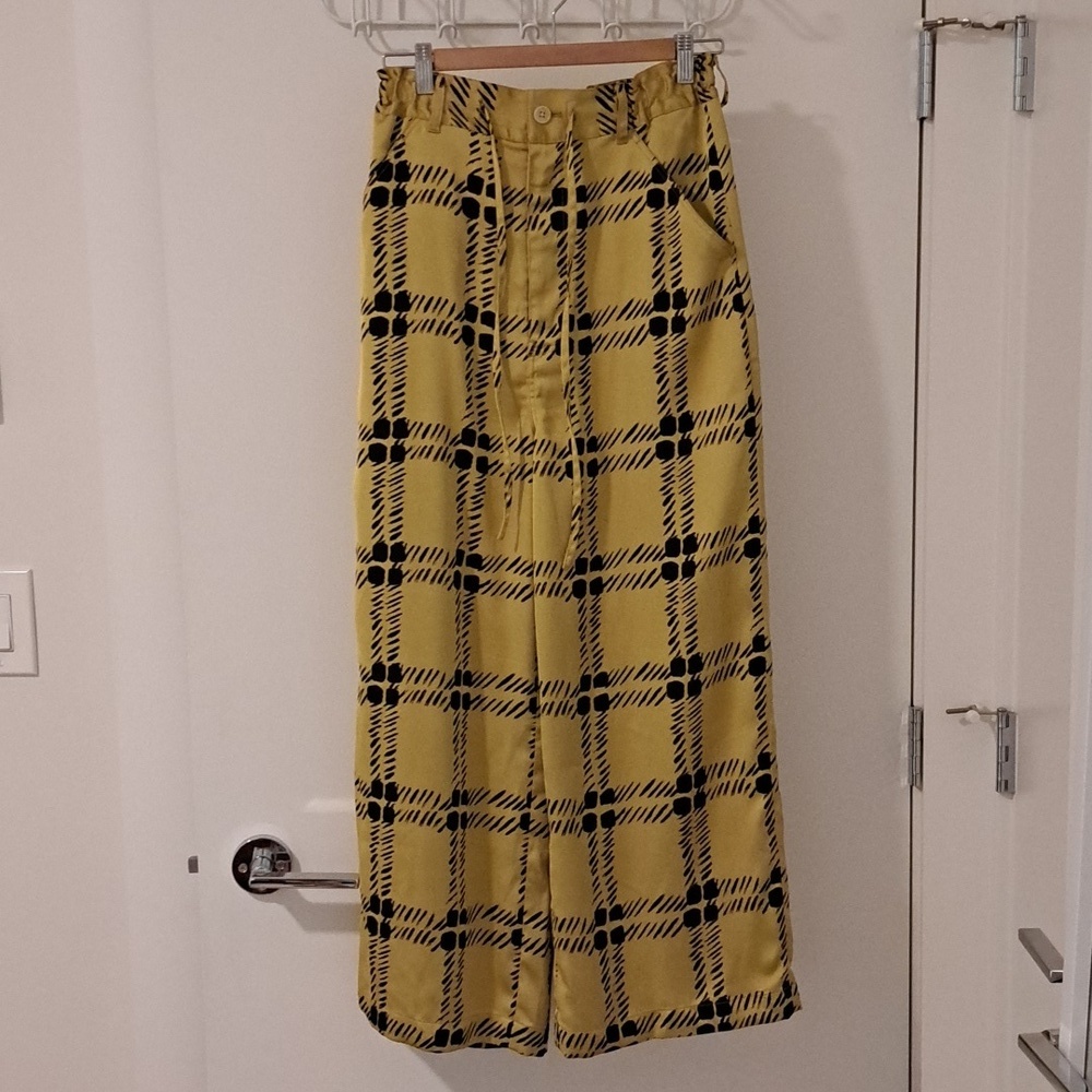 Uniqlo x Marni Green/Chartreuse & Black Graphic Plaid Wide-leg Pants (Size XS) - Picture 1 of 6